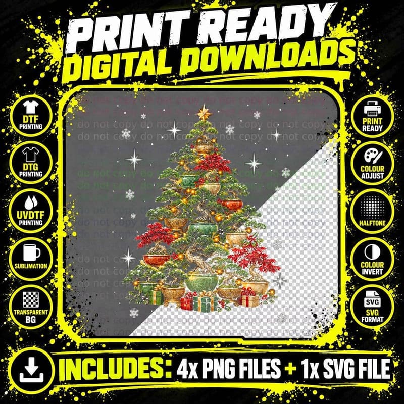 Bonsai Christmas Tree Made Of Japanese Maples Gardener Png SVG Digital Bundle