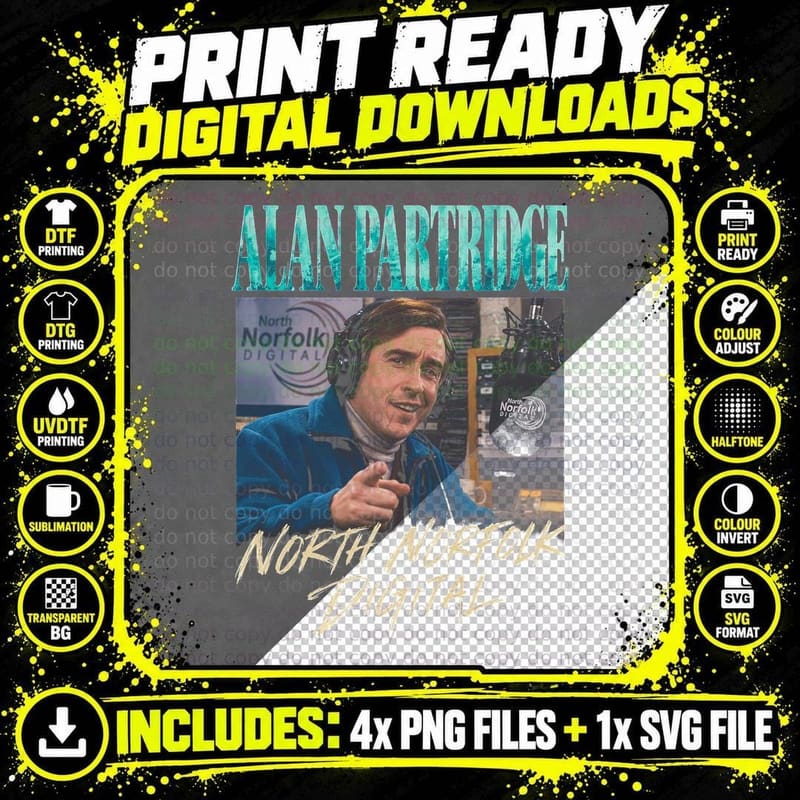 Alan Partridge North Norfolk Digital Radio DJ Retro Png SVG Digital Bundle