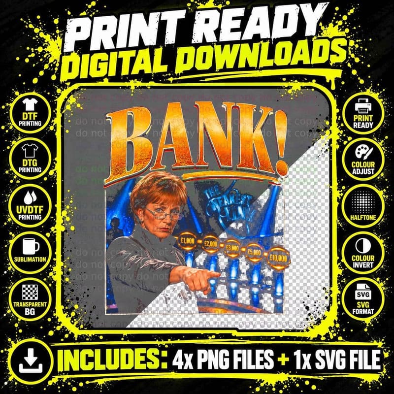 Anne Robinson Bank Weakest Link Money Chain Quiz Png SVG Digital Bundle