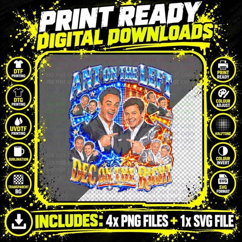 Ant and Dec Left Right Pointing Matching Suits Saturday Png SVG Digital Bundle