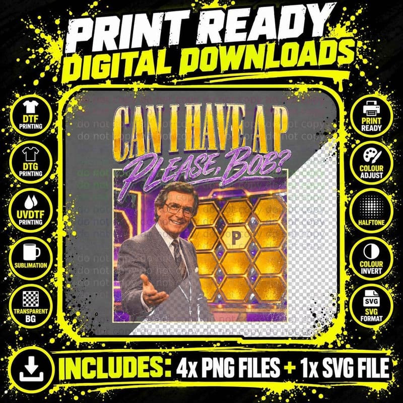 Bob Holness Can I Have a P Please Blockbusters Retro 80s Png SVG Digital Bundle