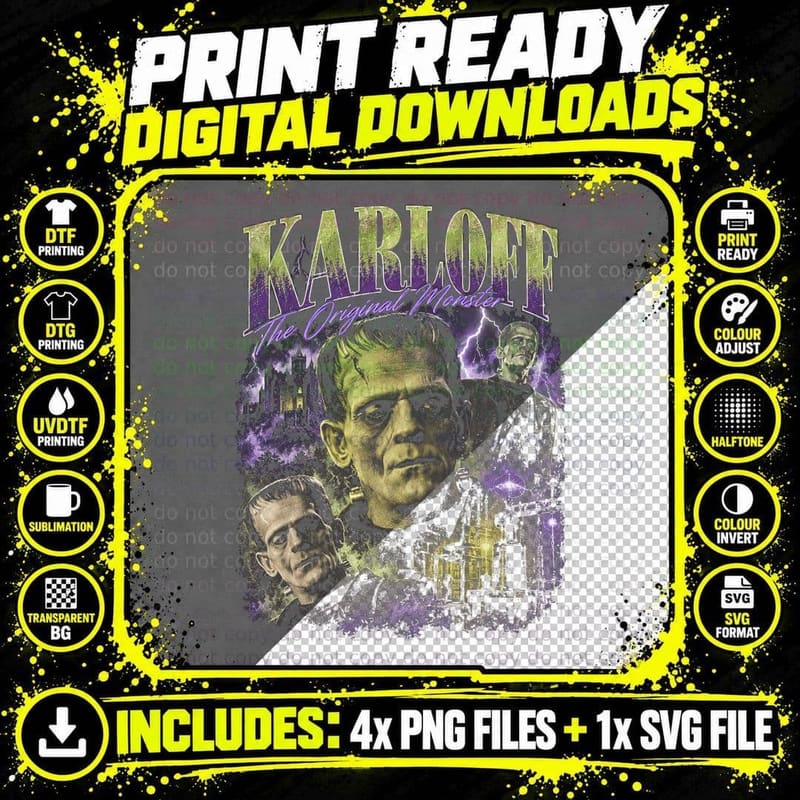 Boris Karloff The Original Monster Frankenstein Vintage Png SVG Digital Bundle