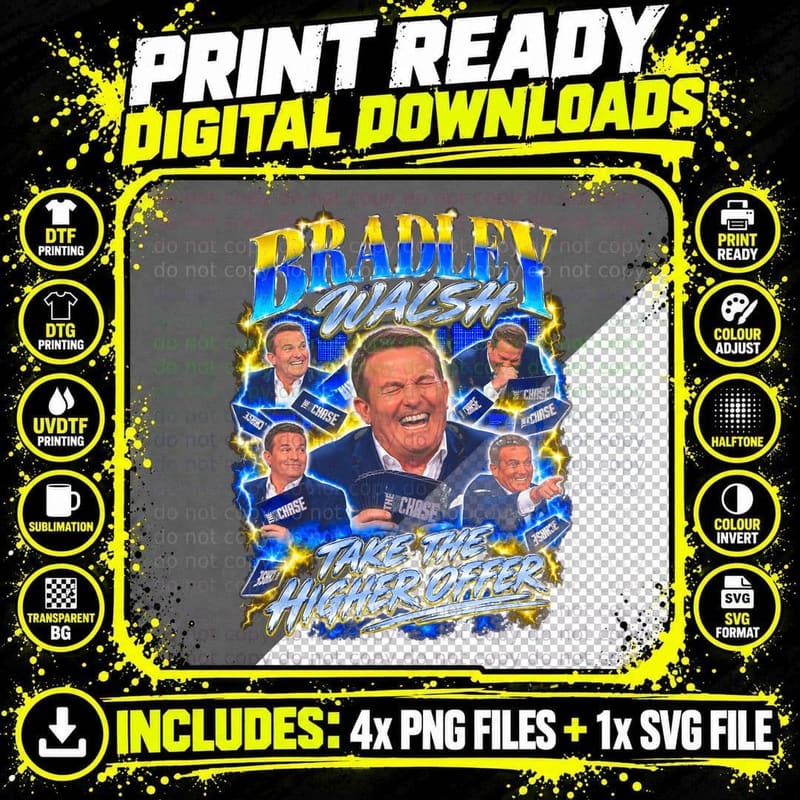 Bradley Walsh Take the Higher Offer Chase Quiz Host Png SVG Digital Bundle