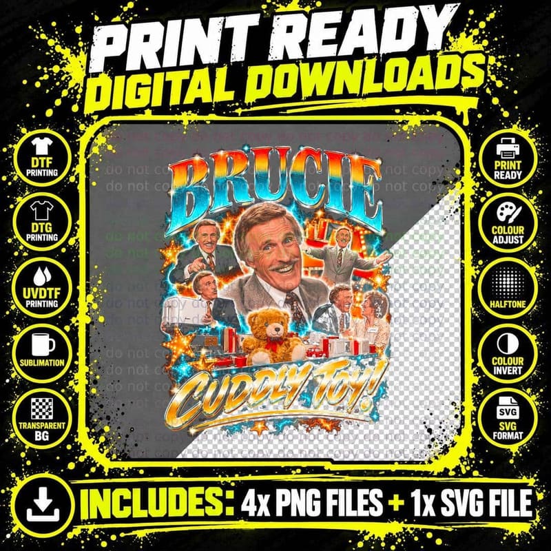 Bruce Forsyth Brucie Cuddly Toy Generation Game Retro Png SVG Digital Bundle