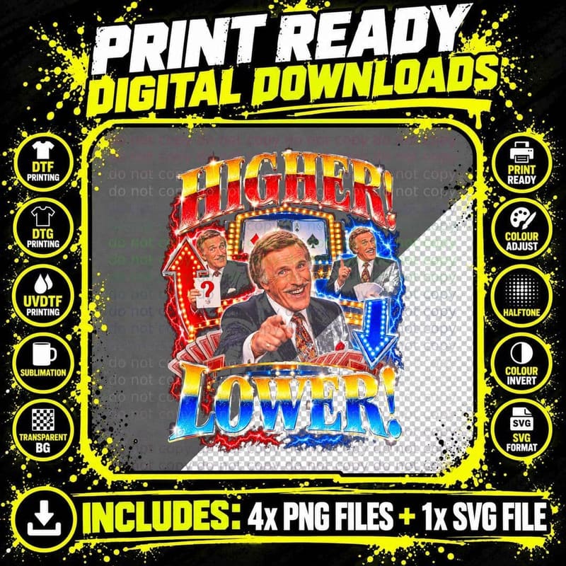 Bruce Forsyth Higher Lower Play Your Cards Right Retro Png SVG Digital Bundle