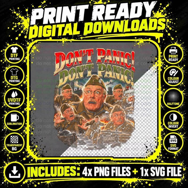Corporal Jones Don't Panic Dad's Army Home Guard Retro Png SVG Digital Bundle