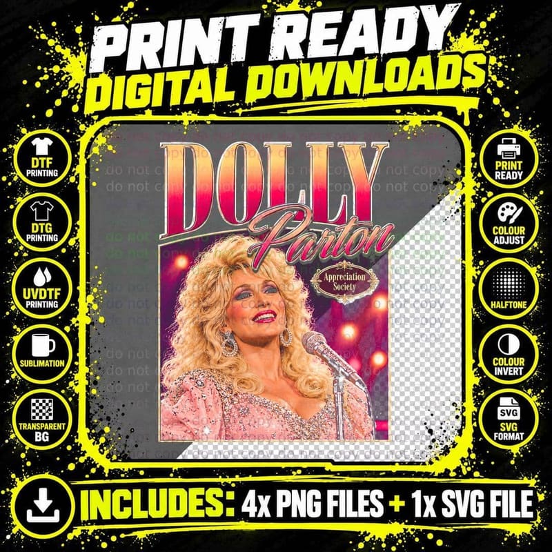 Dolly Parton Appreciation Society Pink Sequins Country Png SVG Digital Bundle