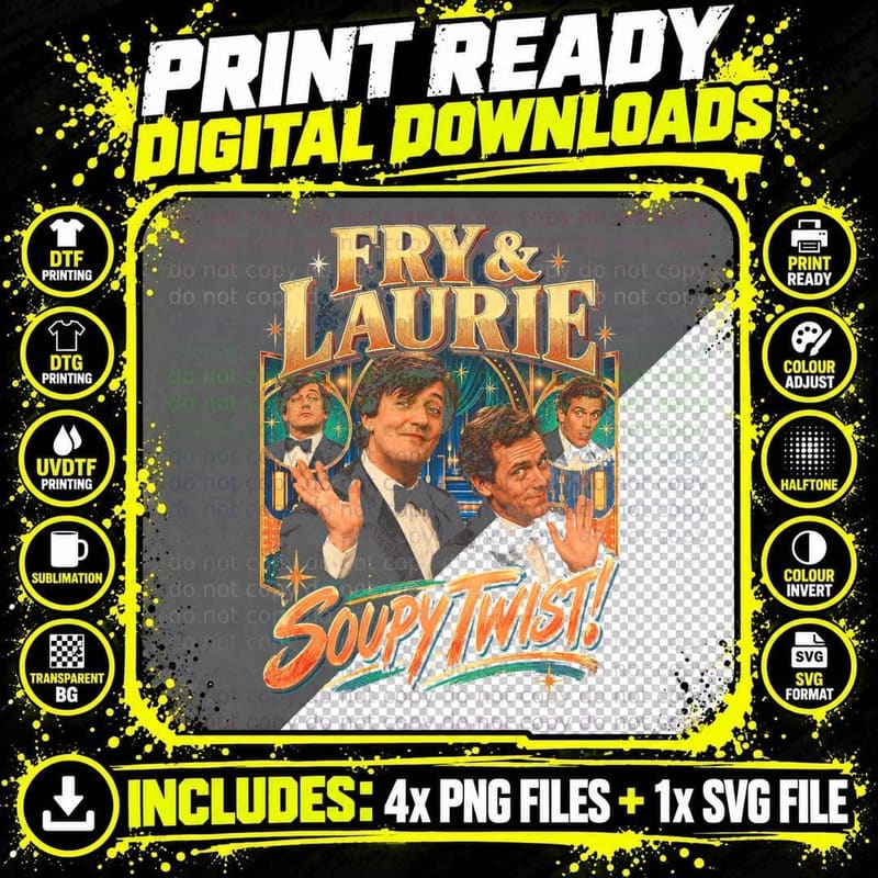 Fry and Laurie Soupy Twist Dinner Jackets Retro 80s Png SVG Digital Bundle