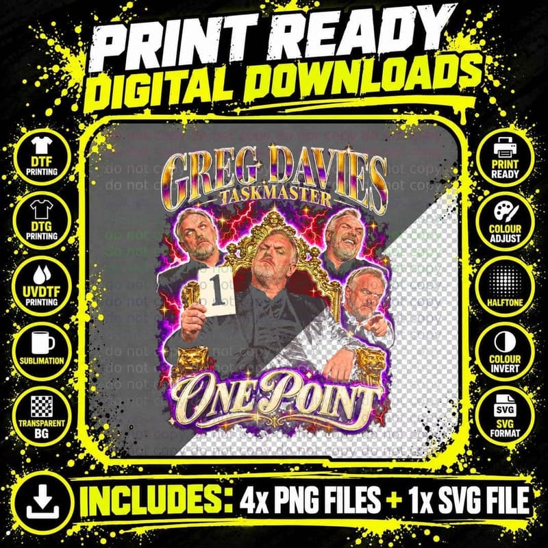 Greg Davies One Point Taskmaster Golden Throne Scoring Png SVG Digital Bundle