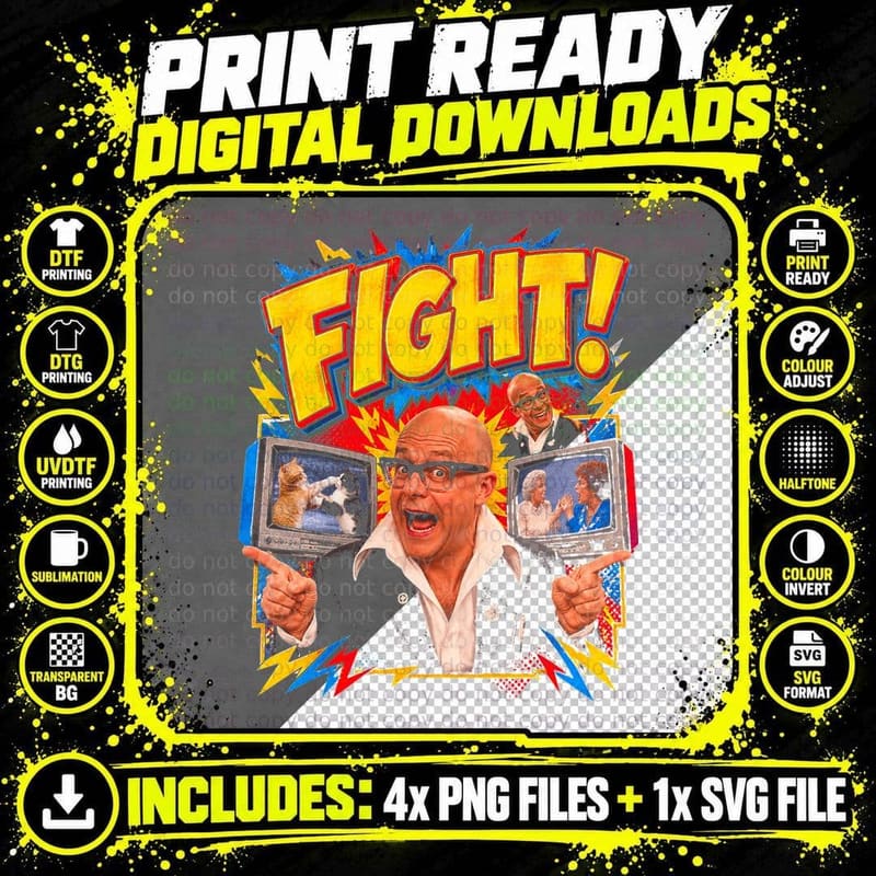 Harry Hill Fight TV Burp Big Collar Retro 00s British Png SVG Digital Bundle