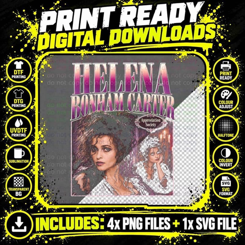 Helena Bonham Carter Appreciation Society Gothic Retro Png SVG Digital Bundle