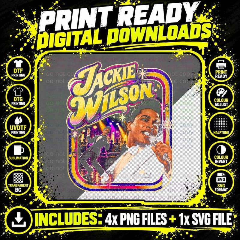 Jackie Wilson Tuxedo Bow Tie Singing Dancing Retro 60s Png SVG Digital Bundle