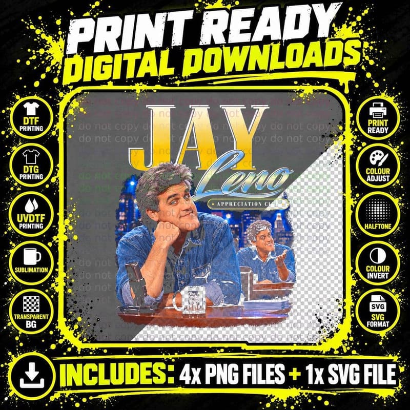 Jay Leno Appreciation Club Late Night Talk Show Host Png SVG Digital Bundle