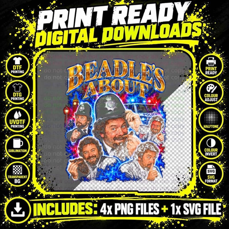 Jeremy Beadle Beadle's About Prank Fake Beard Police Png SVG Digital Bundle