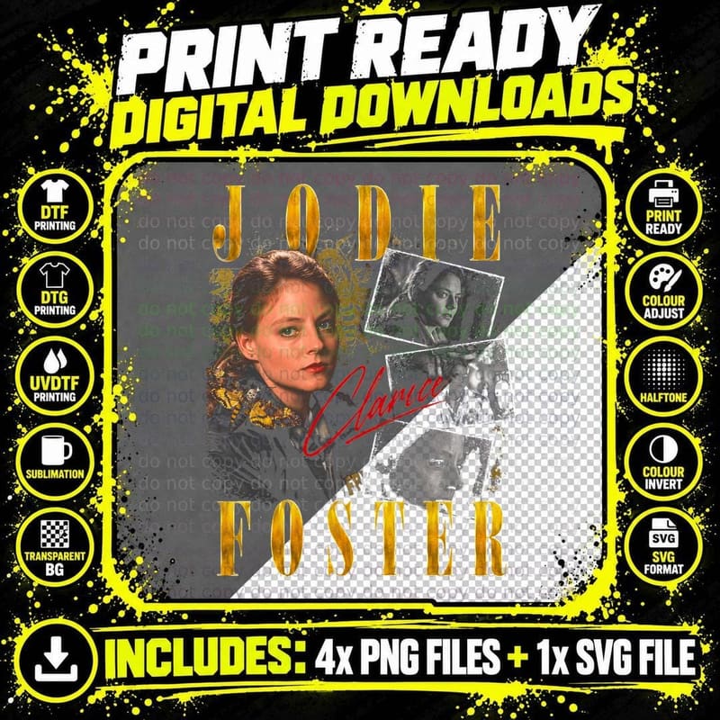 Jodie Foster Clarice Silence of the Lambs Retro 90s Png SVG Digital Bundle