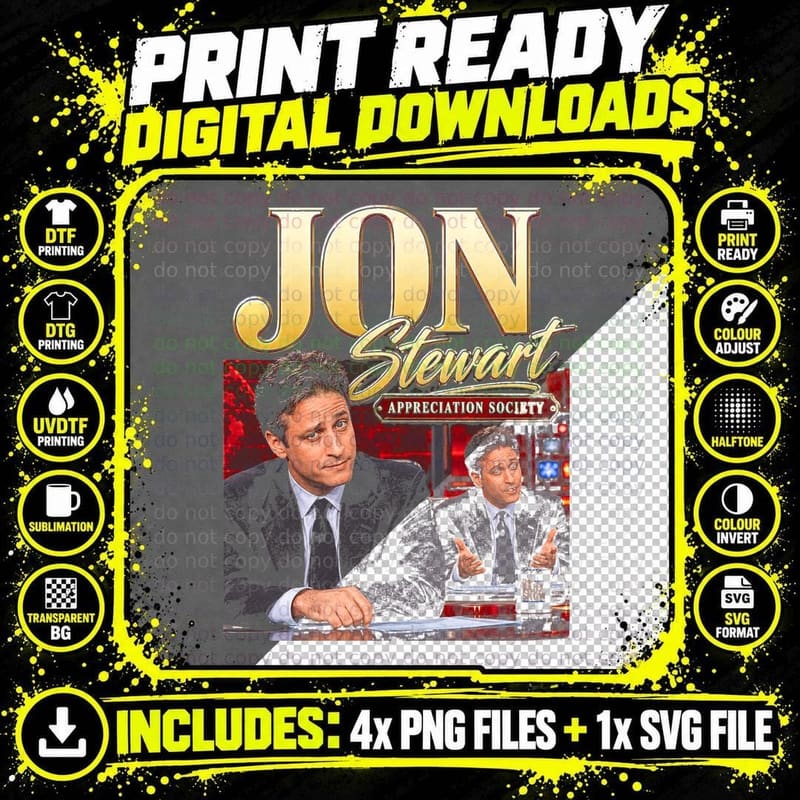 Jon Stewart Appreciation Society Daily Show Retro 00s Png SVG Digital Bundle