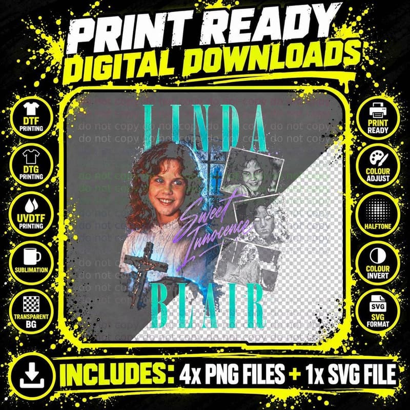 Linda Blair Sweet Innocence The Exorcist Retro 70s Png SVG Digital Bundle