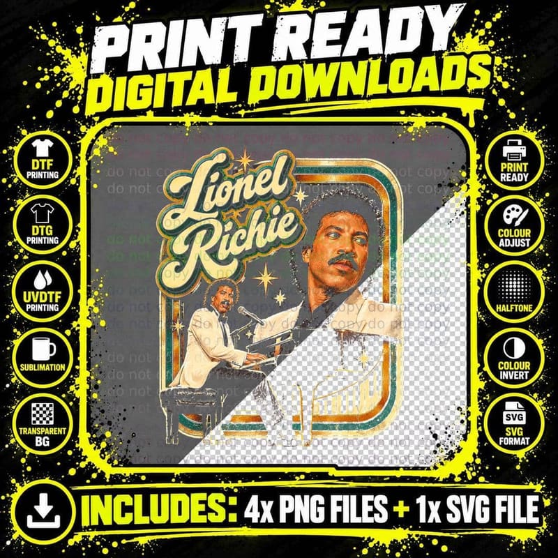 Lionel Richie White Suit Grand Piano Retro 70s Soul Png SVG Digital Bundle