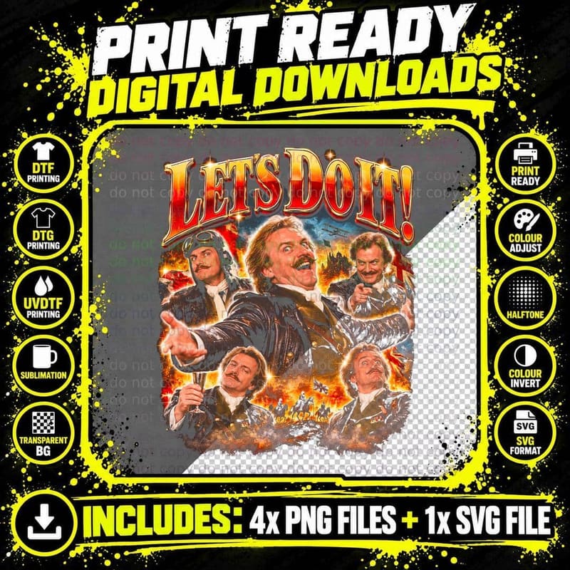 Lord Flashheart Let's Do It Rik Mayall Blackadder Retro Png SVG Digital Bundle