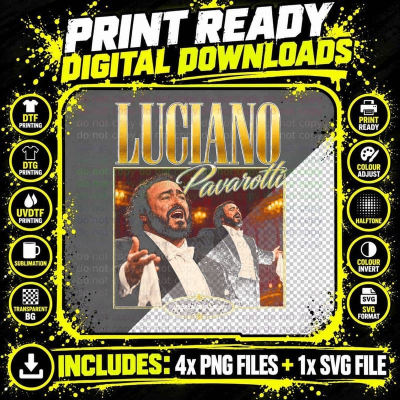 Luciano Pavarotti Appreciation Society Opera Tenor Png SVG Digital Bundle