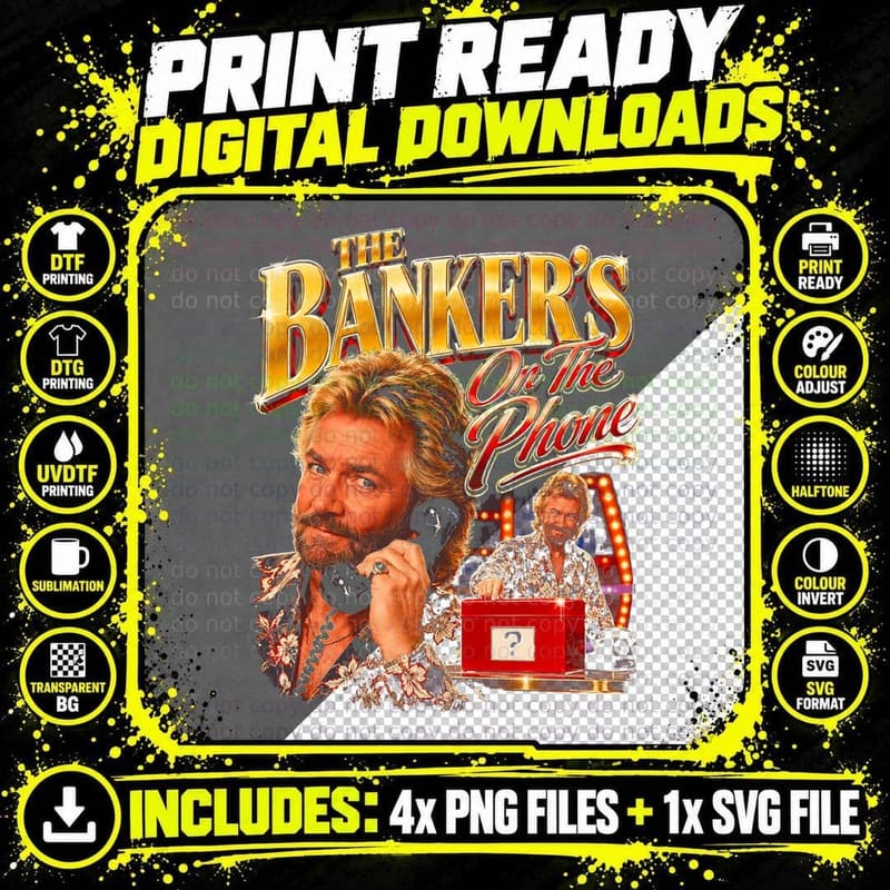 Noel Edmonds Banker's on the Phone Red Box Retro 00s Png SVG Digital Bundle