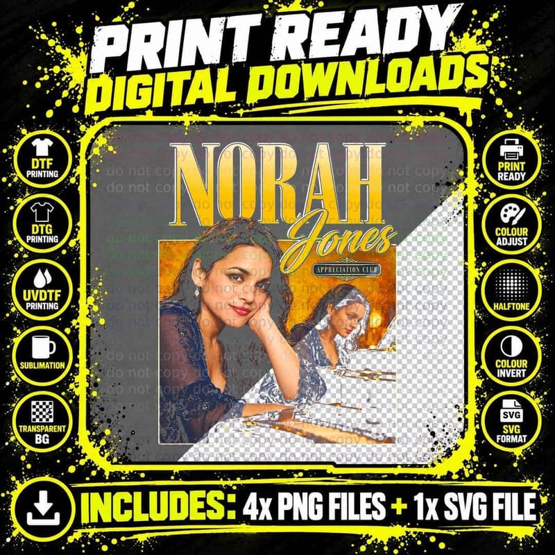 Norah Jones Appreciation Club Grand Piano Jazz Singer Png SVG Digital Bundle