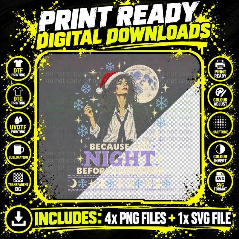 Patti Smith Because the Night Before Christmas Ugly Png SVG Digital Bundle