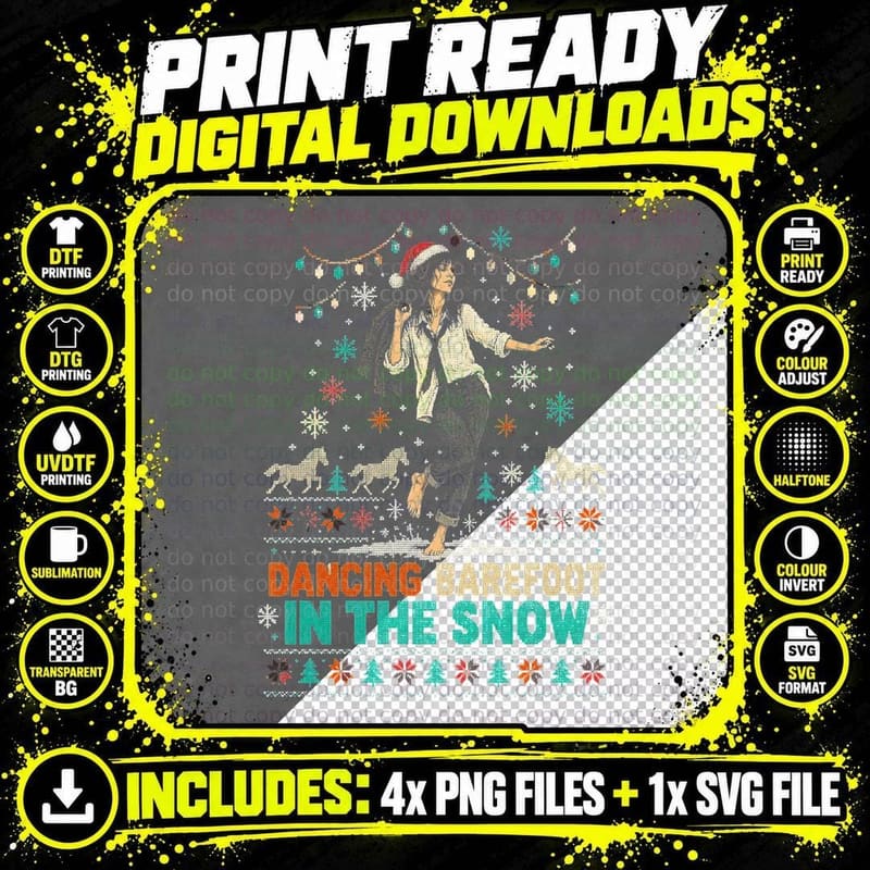 Patti Smith Dancing Barefoot in the Snow Christmas Ugly Png SVG Digital Bundle