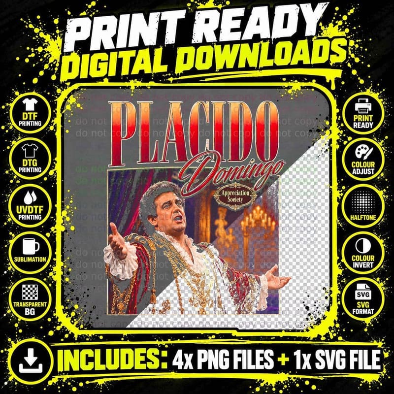 Placido Domingo Appreciation Society Retro Opera Tenor Png SVG Digital Bundle