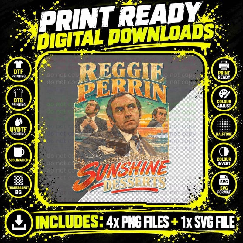 Reggie Perrin Sunshine Desserts Beach Briefcase Retro Png SVG Digital Bundle