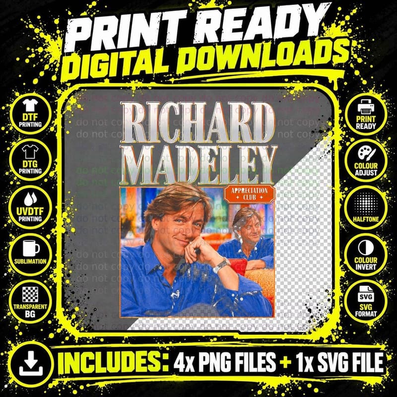 Richard Madeley Appreciation Club Retro 90s Daytime TV Png SVG Digital Bundle