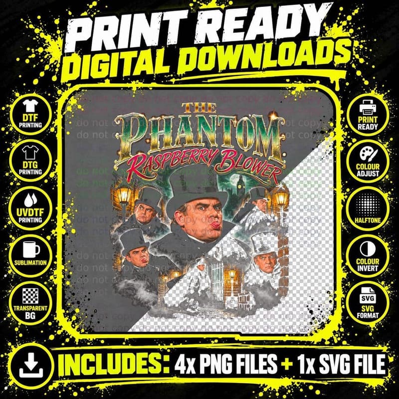 Ronnie Barker The Phantom Raspberry Blower Top Hat Retro Png SVG Digital Bundle