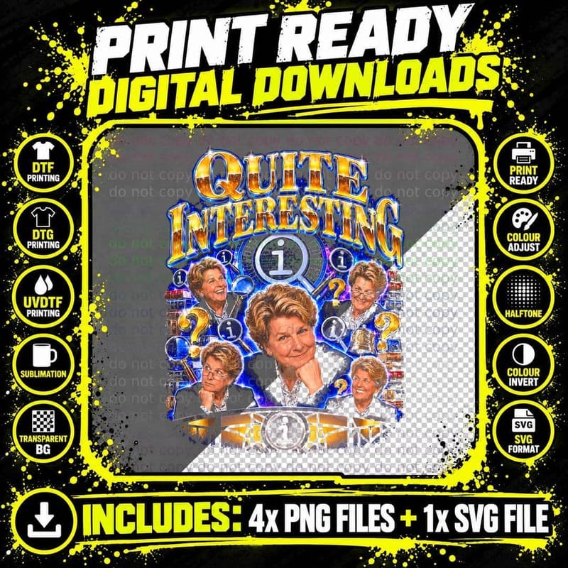 Sandi Toksvig Quite Interesting Qi Host Bell Retro Panel Png SVG Digital Bundle