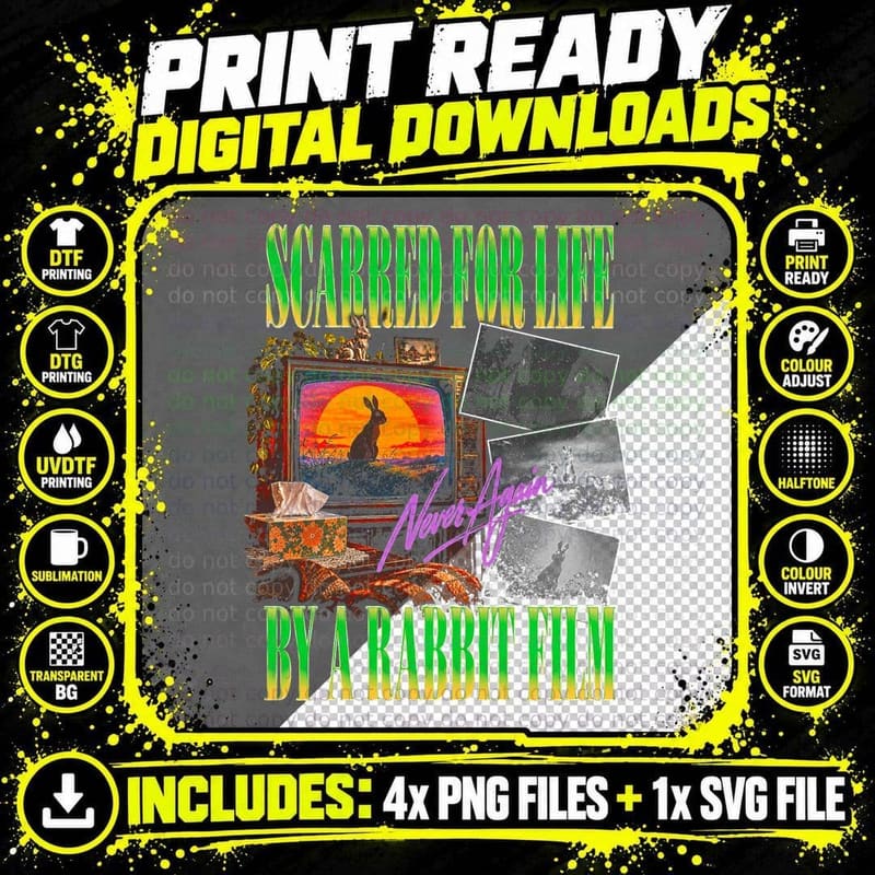 Scarred for Life by a Rabbit Film Never Again Watership Png SVG Digital Bundle