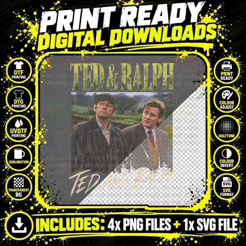 Ted and Ralph Fast Show Flat Cap Squire Retro 90s Sketch Png SVG Digital Bundle