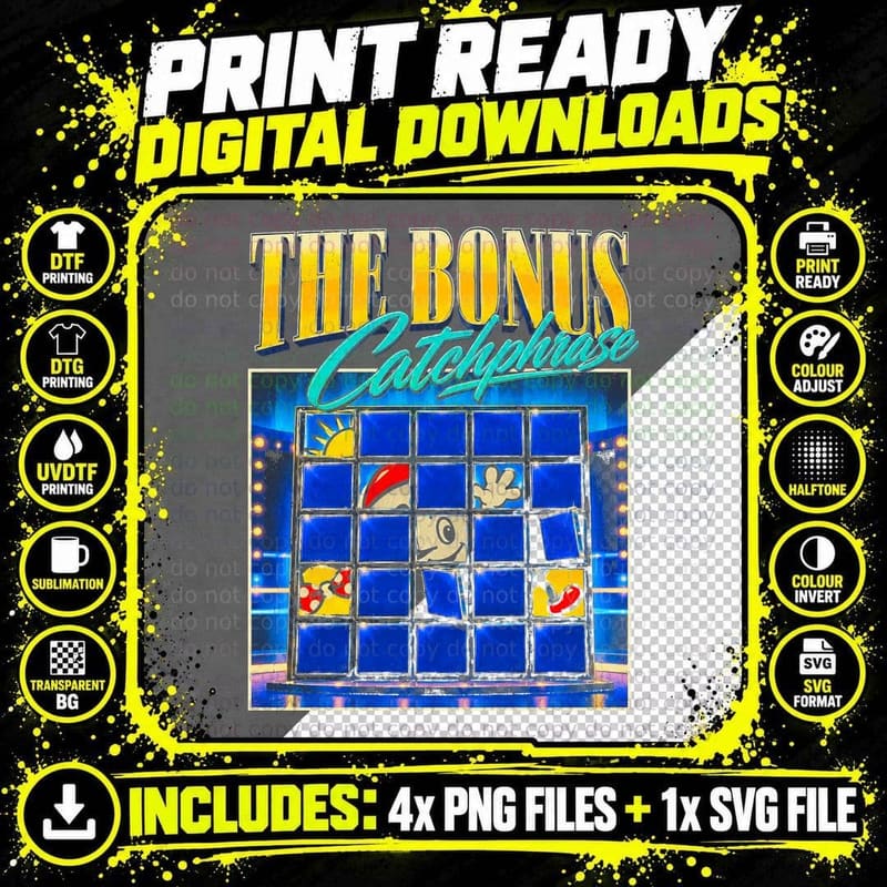 The Bonus Catchphrase Mr Chips Puzzle Board Retro 80s Png SVG Digital Bundle