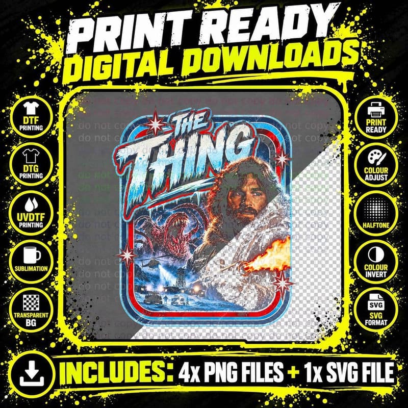 The Thing 1982 Kurt Russell MacReady Flamethrower Horror Png SVG Digital Bundle