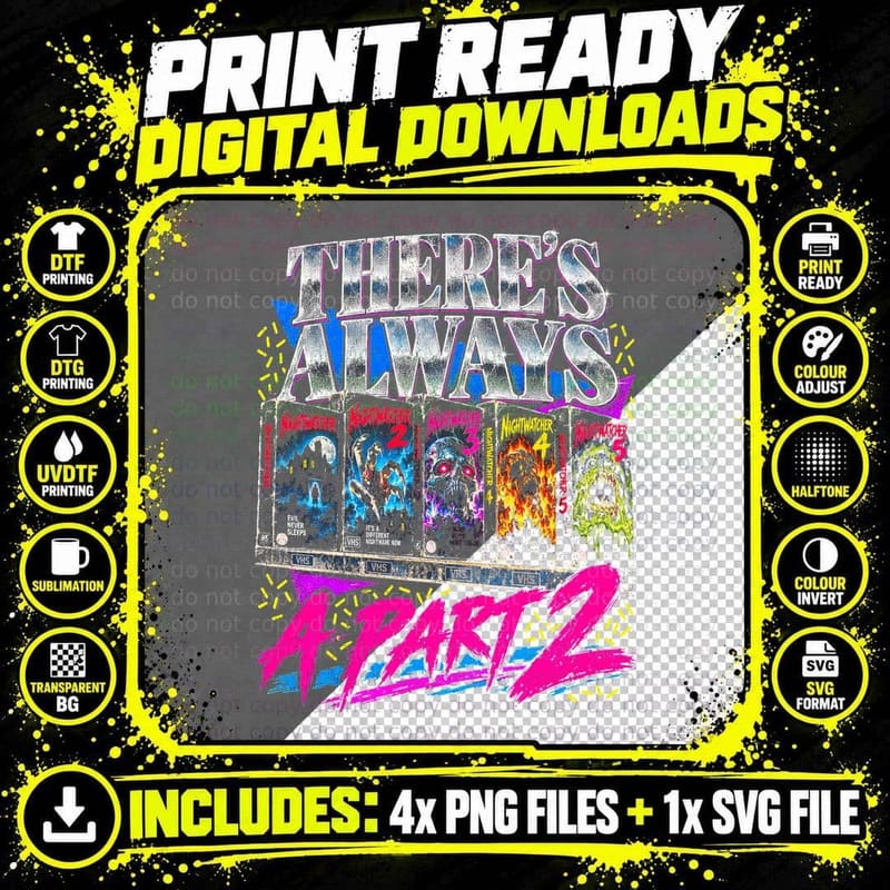 There's Always a Part 2 Horror Sequel VHS Shelf Retro Png SVG Digital Bundle