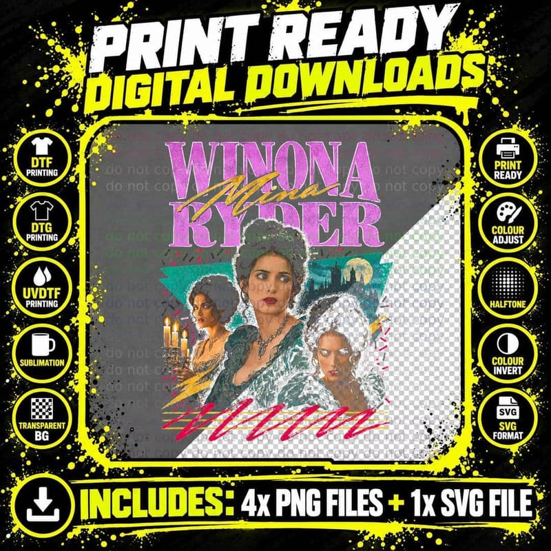 Winona Ryder Mina Dracula Gothic Romance Retro 90s Png SVG Digital Bundle