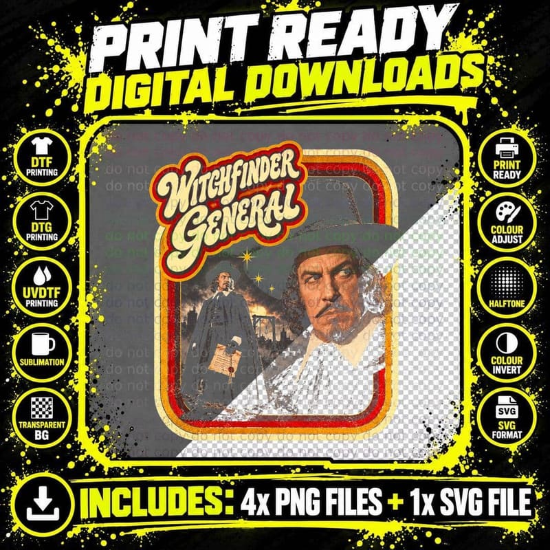 Witchfinder General Vincent Price 1968 British Folk Png SVG Digital Bundle