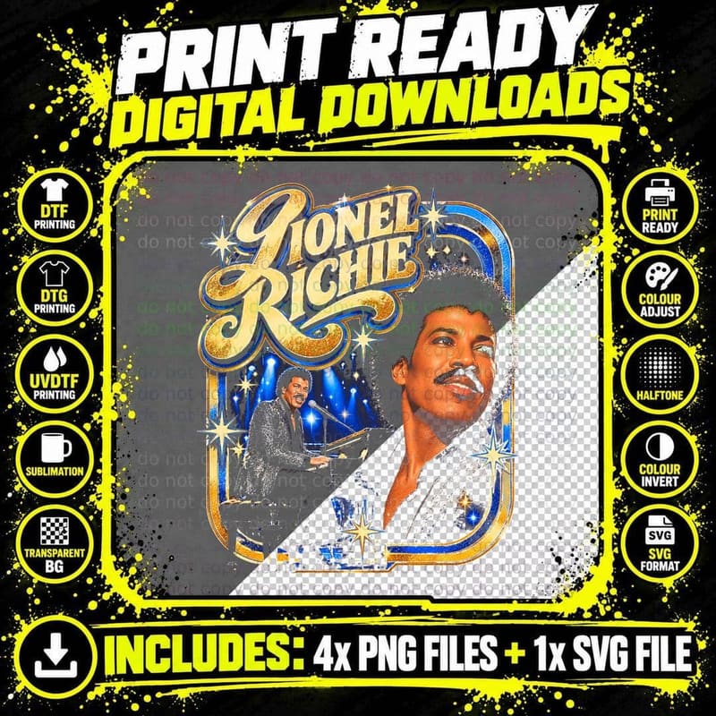Lionel Richie Retro 70s Soul Music Vintage Piano Singer Png SVG Digital Bundle