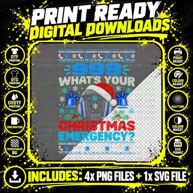 999 What's Your Christmas Emergency Call Handler Xmas Png SVG Digital Bundle