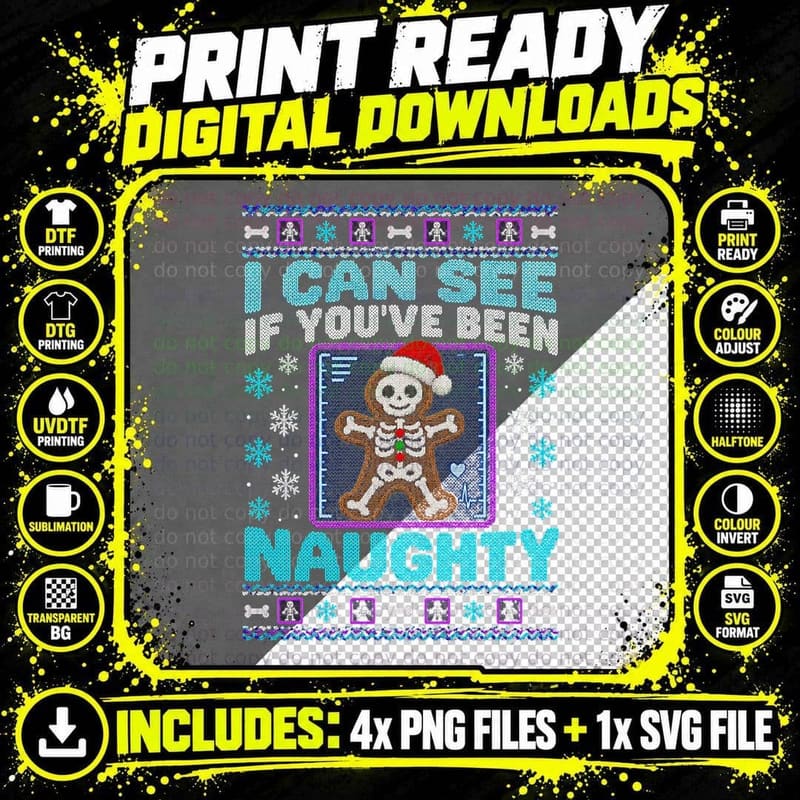 I Can See If You've Been Naughty X-Ray Radiographer Xmas Png SVG Digital Bundle