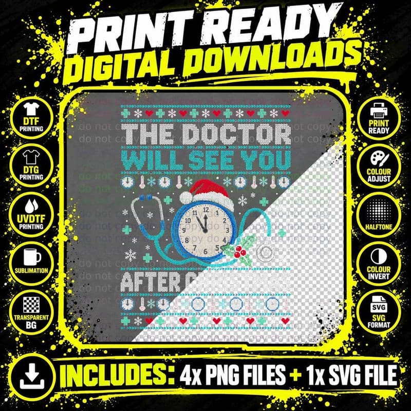 The Doctor Will See You After Christmas GP Receptionist Png SVG Digital Bundle
