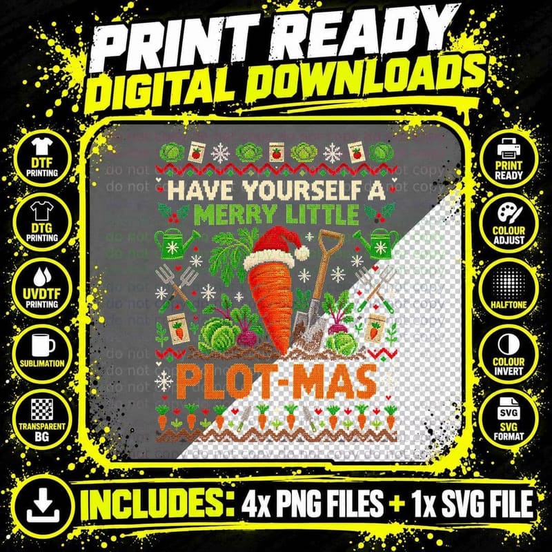 Have Yourself a Merry Little Plot-Mas Allotment Ugly Png SVG Digital Bundle