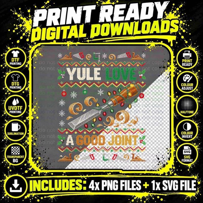 Yule Love a Good Joint Joiner Christmas Ugly Sweater Png SVG Digital Bundle