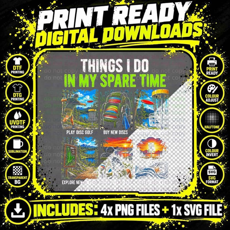 Disc Golf Things I Do In My Spare Time Player Discs Png SVG Digital Bundle
