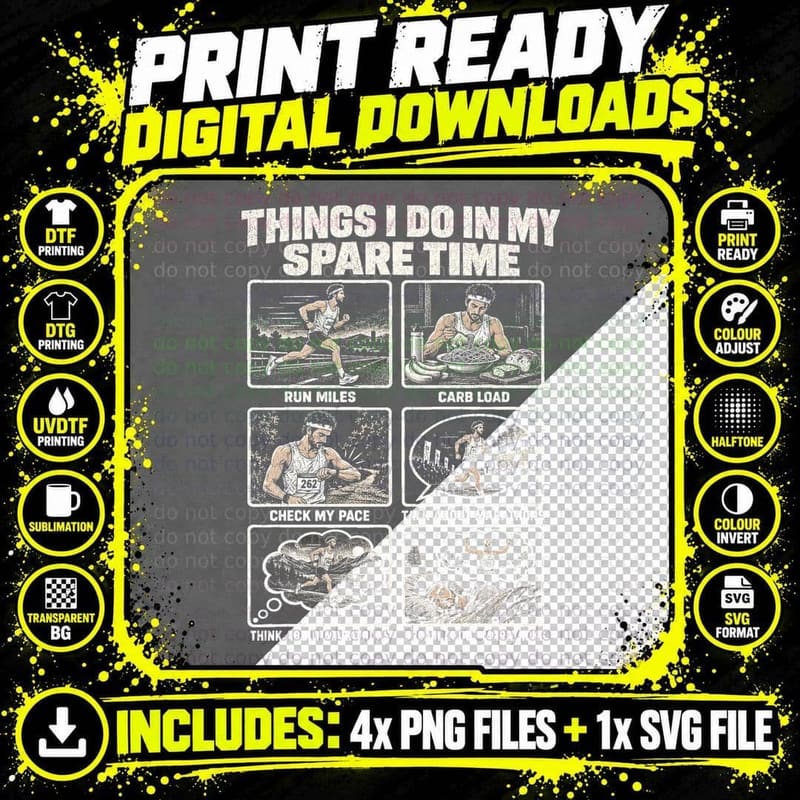 Marathon Running Things I Do In My Spare Time Runner Png SVG Digital Bundle