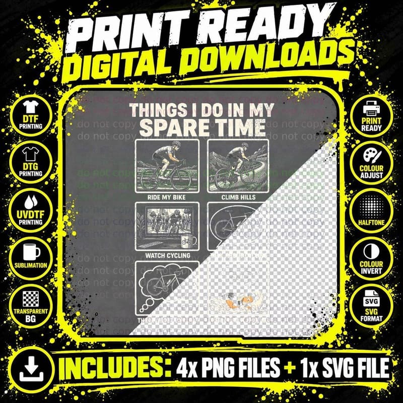 Road Cycling Things I Do In My Spare Time Cyclist Hill Png SVG Digital Bundle