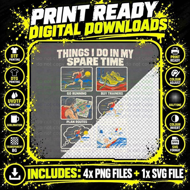 Running Things I Do In My Spare Time Runner Jogging Png SVG Digital Bundle